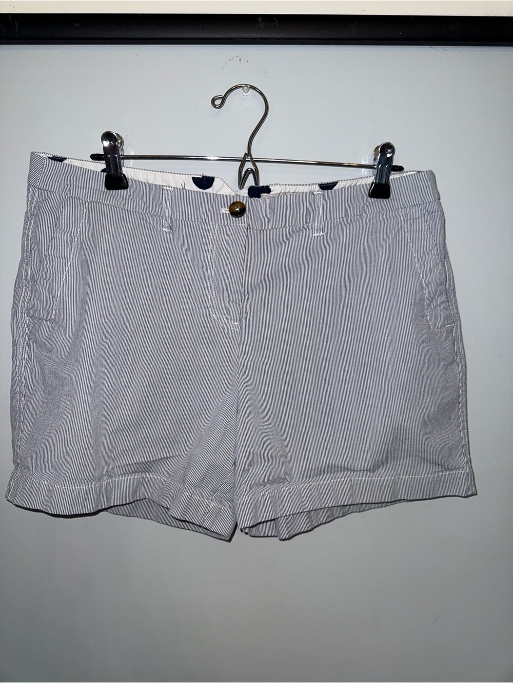 Boden Light Blue Pinstriped Bermuda Shorts
